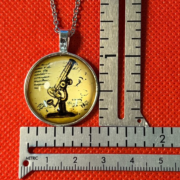Vintage Microscope Silver Tone Pendant Necklace - Picture 3 of 5